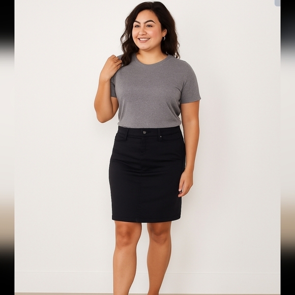 Second Yoga Black Denim Stretch Skirt Sz 29 Y2K Minimalist Made in Canada Jean - Picture 12 of 13